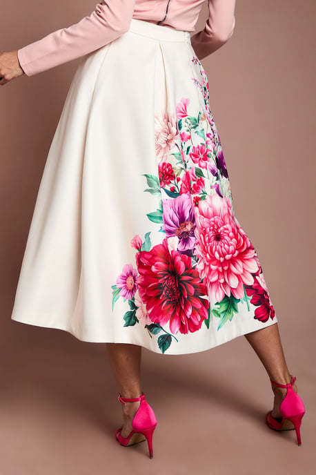 Satin Midi Skirt With Placement Print - Image 3