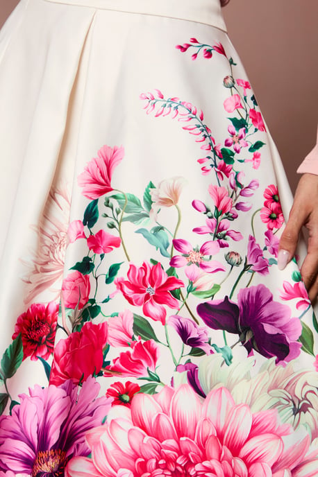 Satin Midi Skirt With Placement Print - Image 4