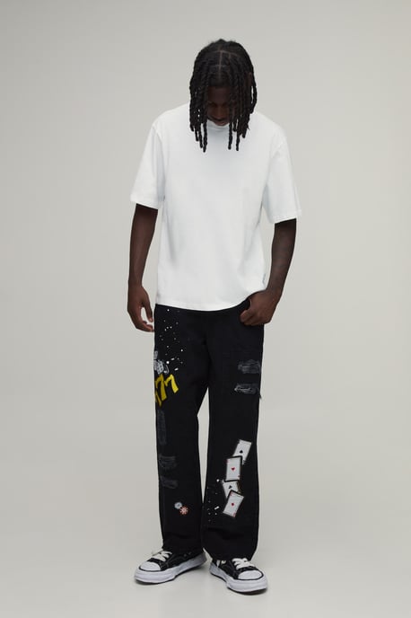 Casino Embroidered Ripped Carpenter Jeans - Image 4