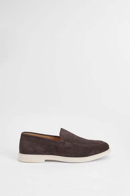 Chocolate Suede Slip-On Loafers - Image 1