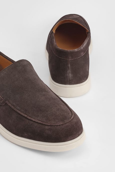 Chocolate Suede Slip-On Loafers - Image 4