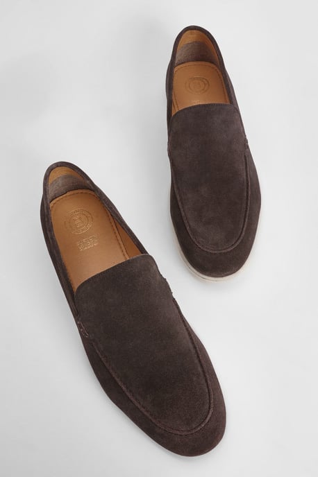Chocolate Suede Slip-On Loafers - Image 5