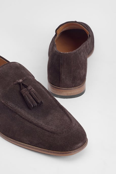Chocolate Suede Tassel Penny Loafer - Image 4
