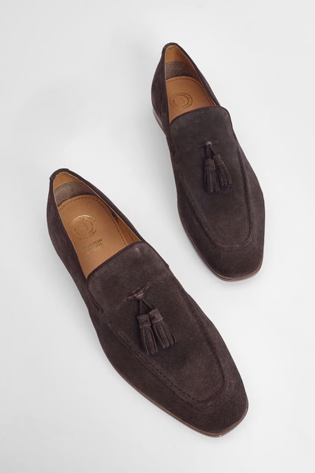 Chocolate Suede Tassel Penny Loafer - Image 5