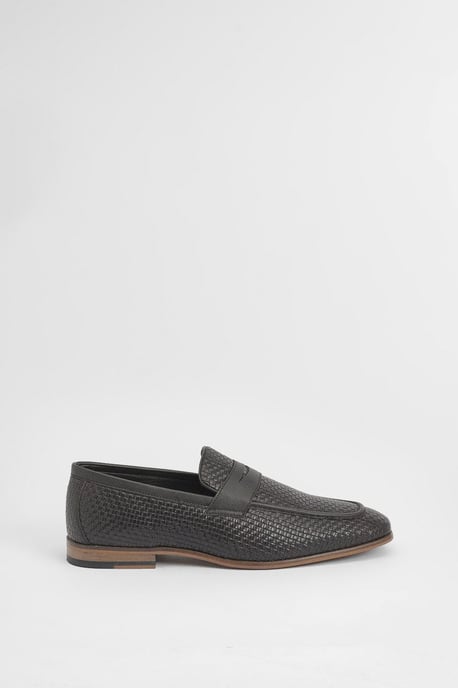 Chocolate Woven Penny Loafers - Image 2
