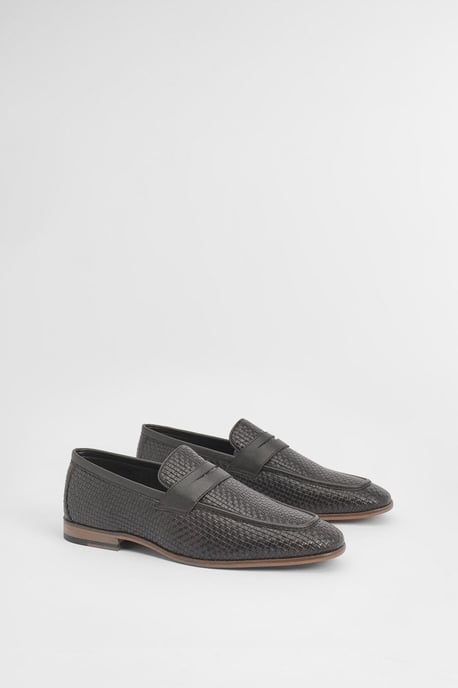 Chocolate Woven Penny Loafers - Image 3