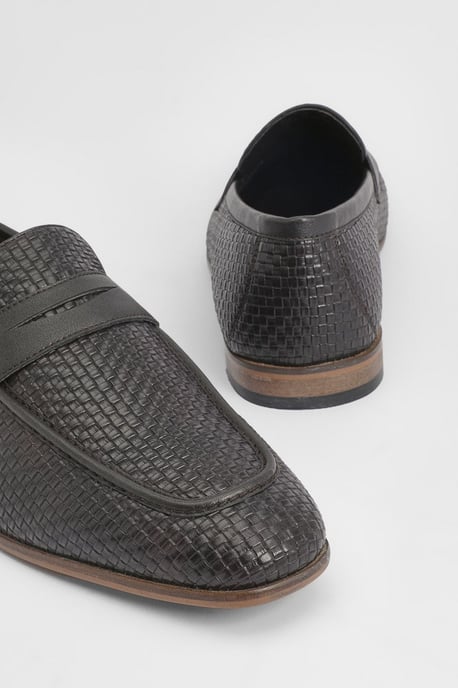 Chocolate Woven Penny Loafers - Image 4
