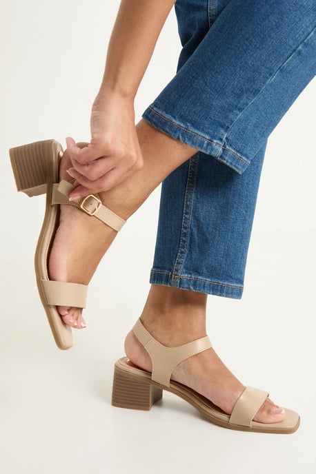 Good For The Sole: Avani Comfort Low Block Heel Faux Leather Ankle Strap Sandals - Image 2
