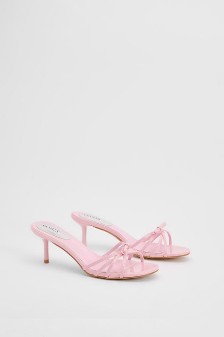Karla Faux Leather Bow Detail Medium Stiletto Heel Mules - Image 1