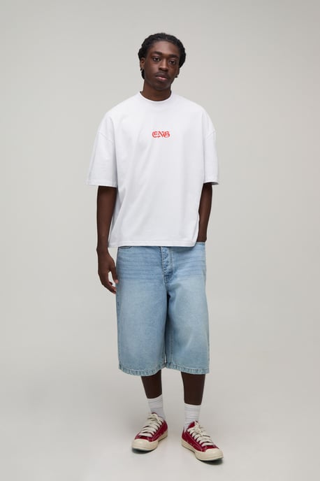 White Oversized Boxy England Print T-Shirt - Image 4