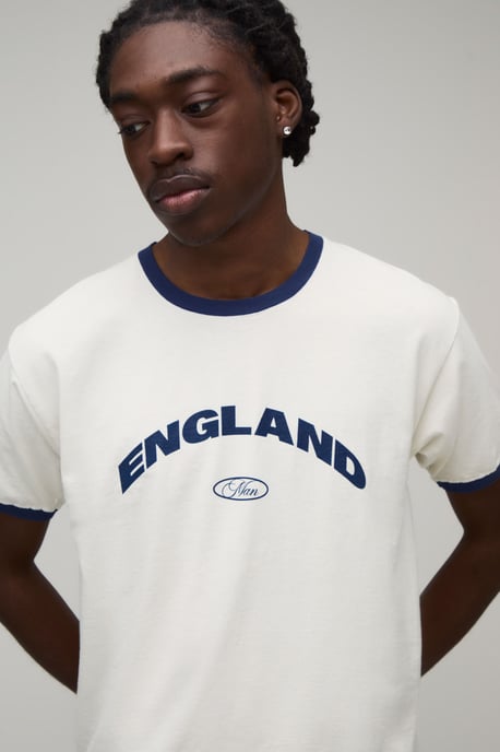 Regular England Print Ringer T-Shirt - Image 3