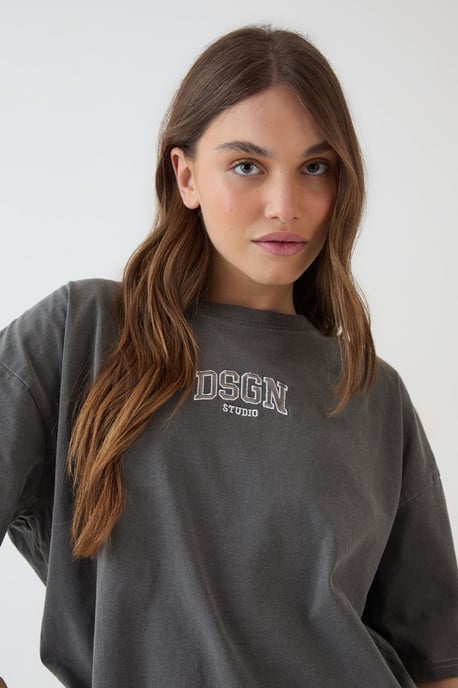 DSGN Studio Embroidered Overdyed Oversized T-Shirt - Image 4