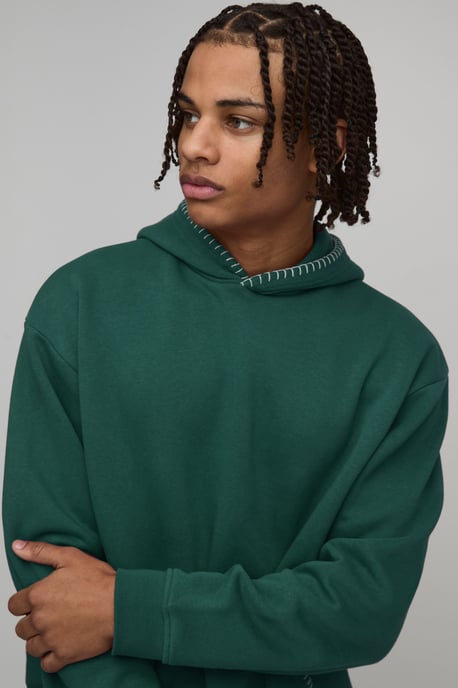 Oversized Boxy Blanket Stitch Hoodie - Image 3