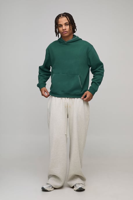 Oversized Boxy Blanket Stitch Hoodie - Image 4
