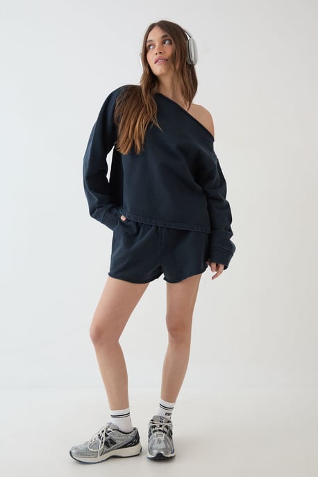 DSGN Studio Heavyweight Washed Off The Shoulder Oversized Sweatshirt - Image 3
