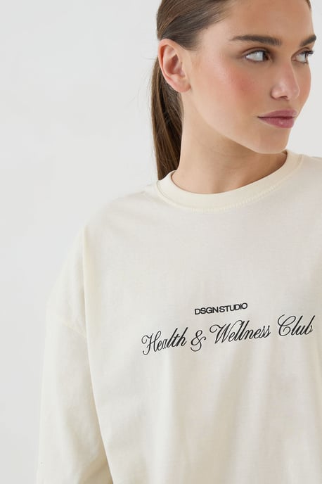 DSGN Studio Health And Wellness Club Printed Oversized T-Shirt - Image 4