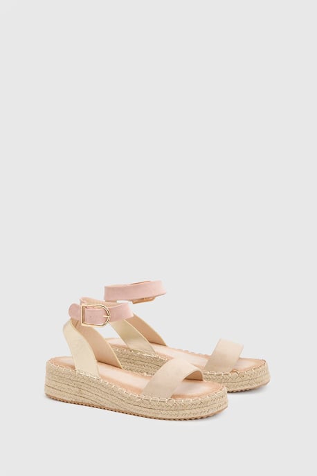 Riva Faux Suede Strap Medium Espadrille Wedge Sandals - Image 1