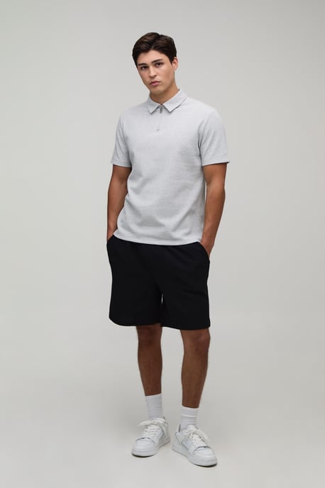 Slim 1/4 Zip Waffle Polo - Image 4