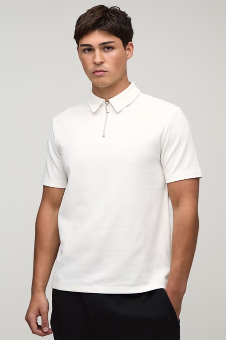 Slim 1/4 Zip Waffle Polo - Image 1
