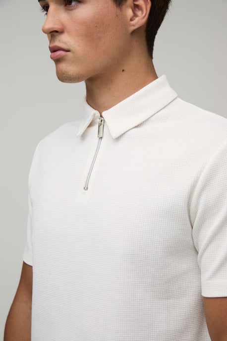 Slim 1/4 Zip Waffle Polo - Image 3