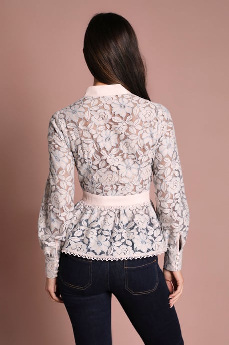 Scallop Trim Lace Long Sleeve Top - Image 3