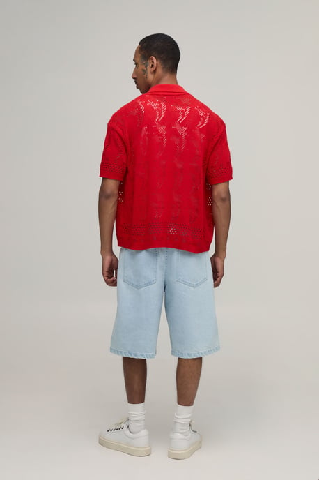 Relaxed Open Stitch Detail Knitted Shirt - Image 2