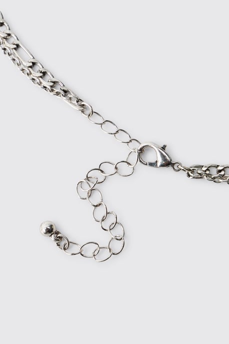 Silver Skull Layered Necklace - Image 3