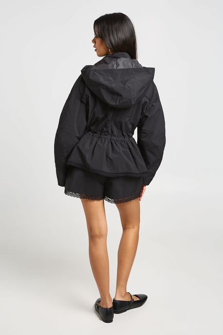 Funnel Neck Lace Trim Hem Jacket - Image 2