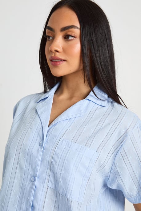 Cotton Dobby Short Sleeve Shirt & Short Pyjama Set - Image 4
