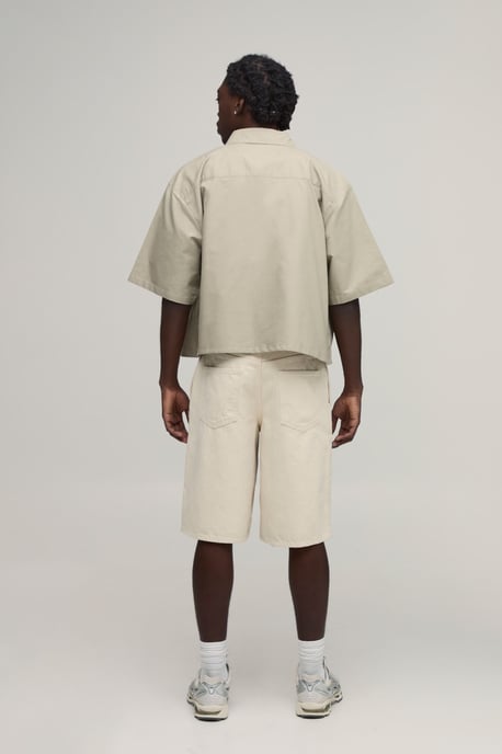 Boxy Cropped Half Sleeve Oxford Shirt - Image 2