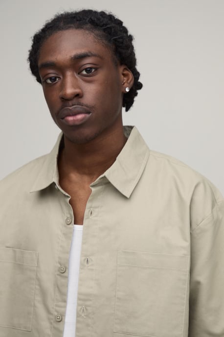 Boxy Cropped Half Sleeve Oxford Shirt - Image 3
