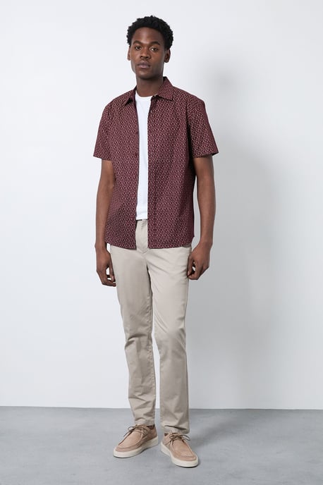 Burgundy Print Short Sleeve Shirt - Image 4