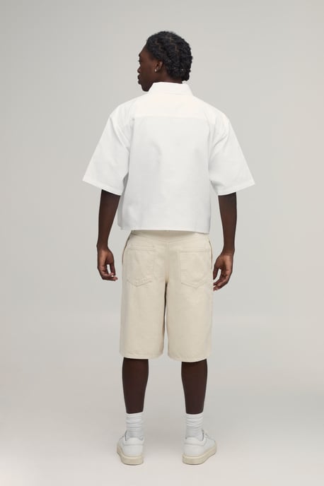 Boxy Cropped Half Sleeve Oxford Shirt - Image 2