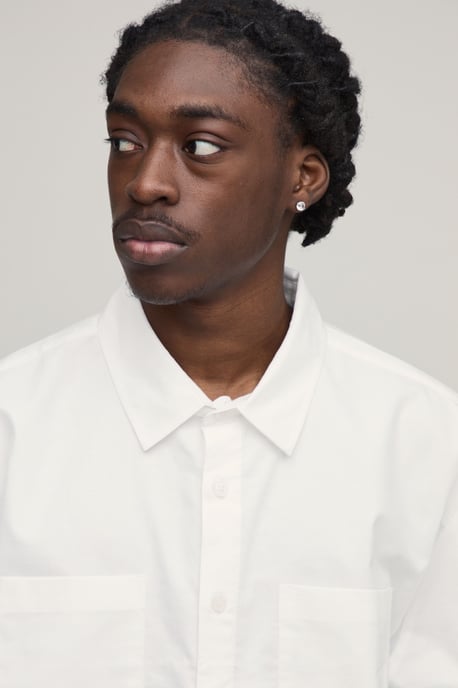 Boxy Cropped Half Sleeve Oxford Shirt - Image 3