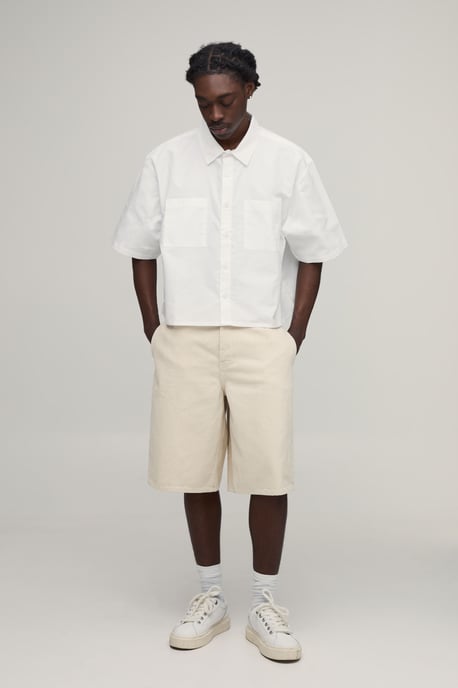 Boxy Cropped Half Sleeve Oxford Shirt - Image 4