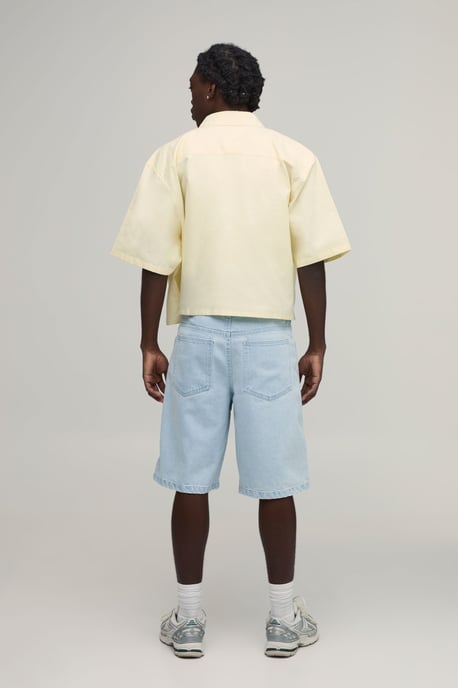 Boxy Cropped Half Sleeve Oxford Shirt - Image 2