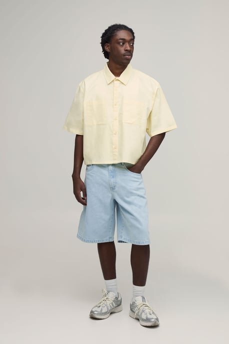 Boxy Cropped Half Sleeve Oxford Shirt - Image 4