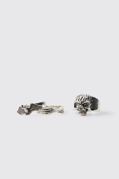 3 Pack Silver Gothic Rings - Image 1