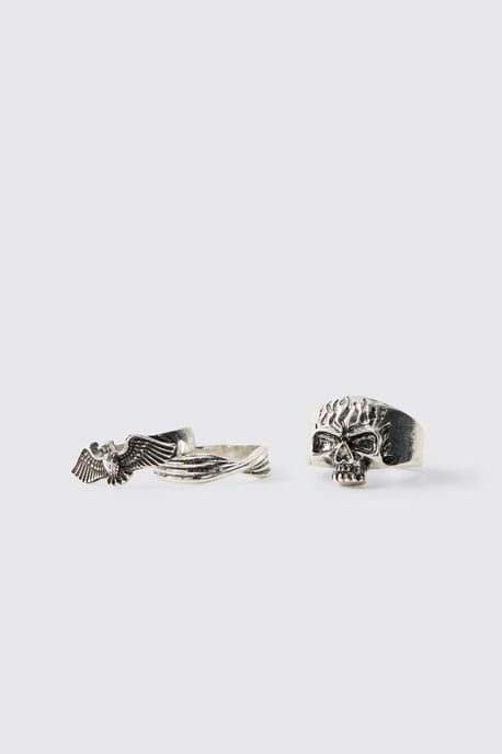 3 Pack Silver Gothic Rings - Image 4