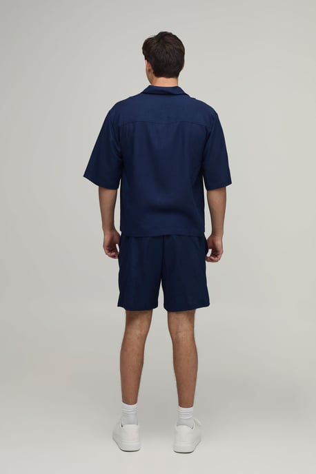 Linen Embroidered French Riviera Oversized Boxy Shirt & Baggy Shorts Set - Image 2