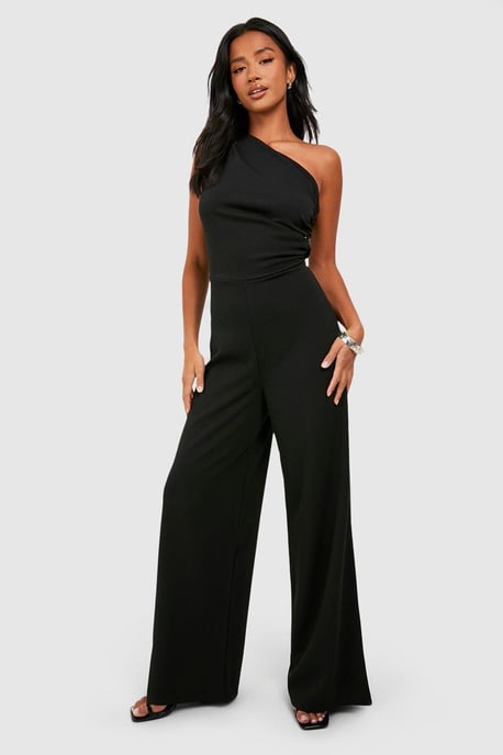 Petite Ruched Asymmetric Neck Jumpsuit - Image 3