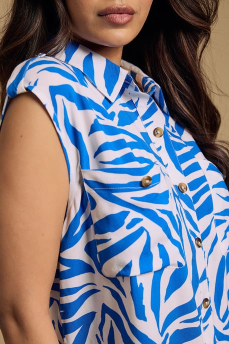 Petite Pocket Detail Button Up Utility Blouse - Image 5