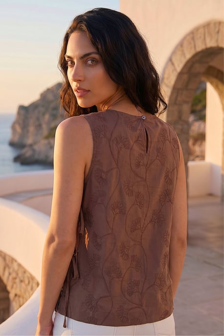 Embroidered Tie Side Top - Image 3