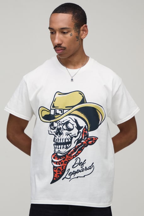 Oversized Def Leppard Skull License Print T-shirt - Image 1