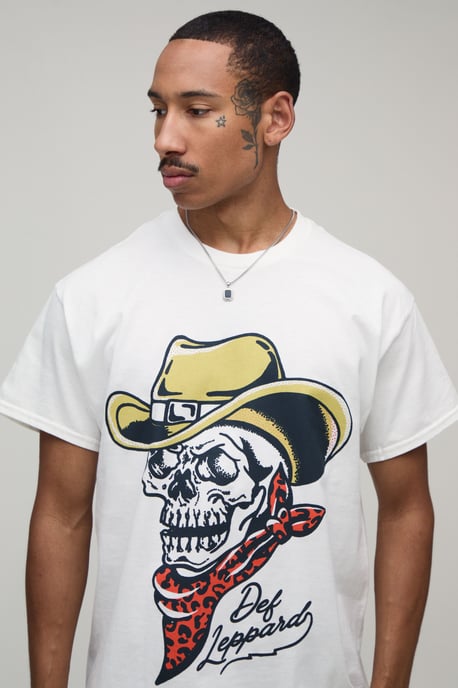 Oversized Def Leppard Skull License Print T-shirt - Image 3