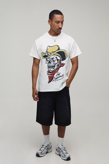 Oversized Def Leppard Skull License Print T-shirt - Image 4