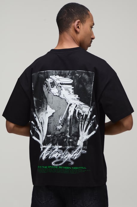 Afterlight Skull Print Oversized Short Sleeve T-shirt - Image 1