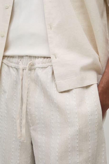 Baggy Fit Stripe Linen Blend Trousers - Image 3