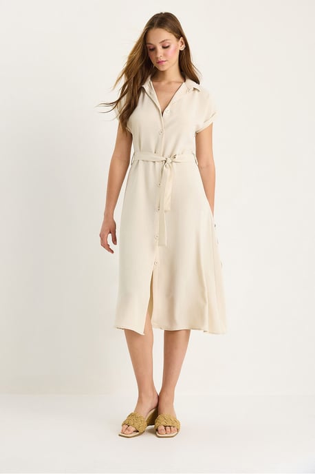V-hals Midi-jurk met knopen en binddetails - Image 5