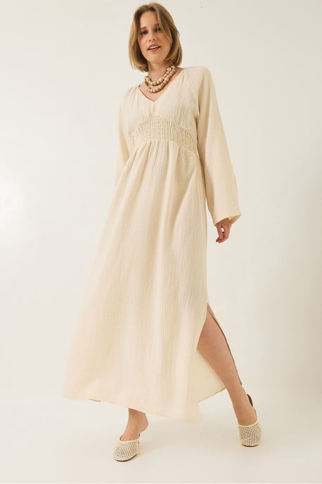 Geverfde V-hals Midi-jurk met Geraffineerde Taille - Image 1
